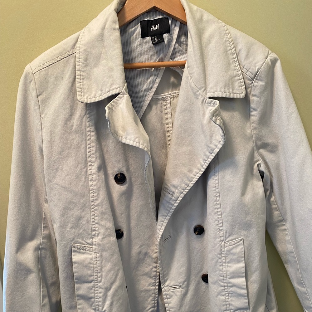 H&M white pea coat